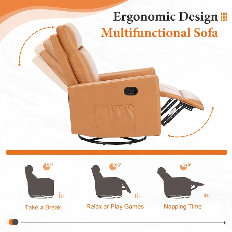 Fauteuil inclinable, pivotant et à bascule gris/marron/beige pour 1 personne