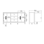 Buffet 2 portes et 3 tiroirs en noir mat / blanc / hickory, assemblage à 2 personnes