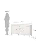 Buffet 2 portes et 3 tiroirs en noir mat / blanc / hickory, assemblage à 2 personnes