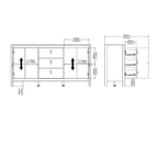 Buffet 2 portes et 3 tiroirs en noir mat / blanc / hickory, assemblage à 2 personnes