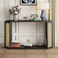 Console de table en flèche noire avec panneau en rotin, entrée une personne