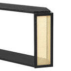 Console de table en flèche noire avec panneau en rotin, entrée une personne