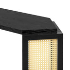 Console de table en flèche noire avec panneau en rotin, entrée une personne