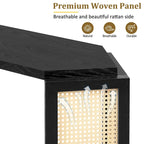 Console de table en flèche noire avec panneau en rotin, entrée une personne