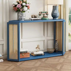 Console de table en flèche noire avec panneau en rotin, entrée une personne