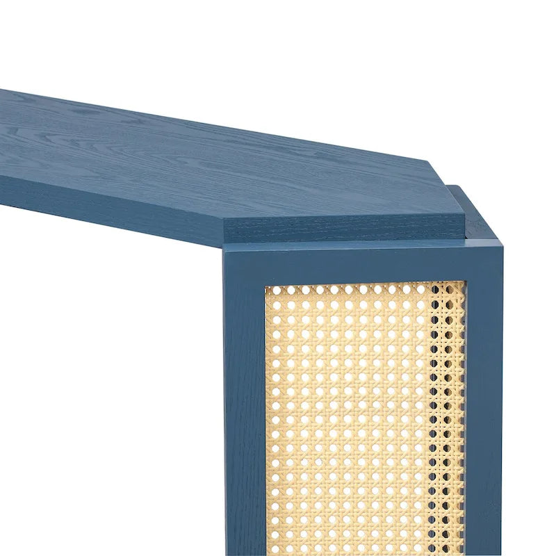 Console de table en flèche noire avec panneau en rotin, entrée une personne