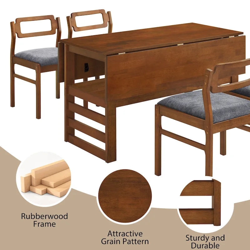 Ensemble de salle à manger pliant marron, 2-4 personnes