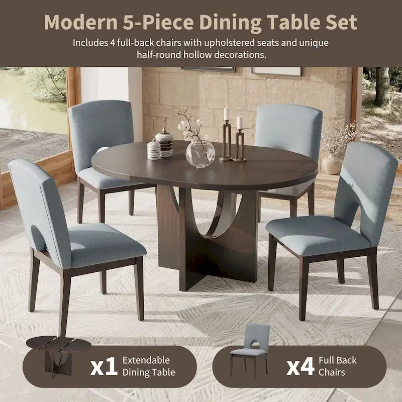 Table à manger extensible en noyer pour 4 à 6 personnes