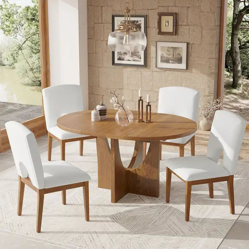 Table à manger extensible en noyer pour 4 à 6 personnes
