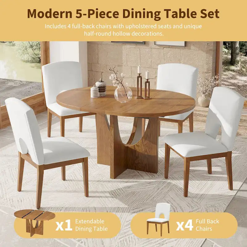 Table à manger extensible en noyer pour 4 à 6 personnes