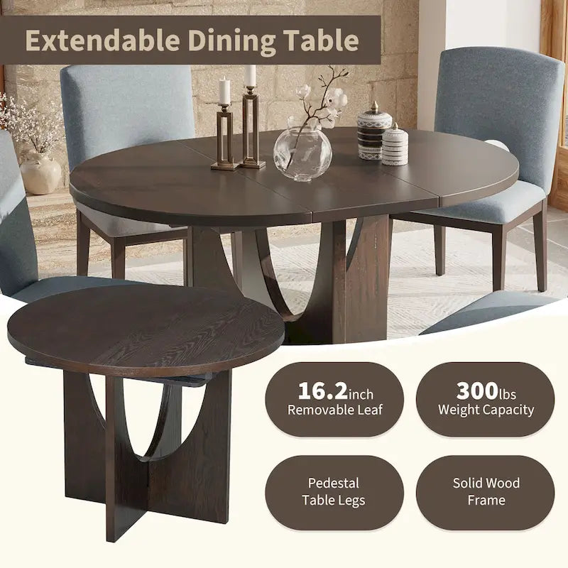 Table à manger extensible en noyer pour 4 à 6 personnes