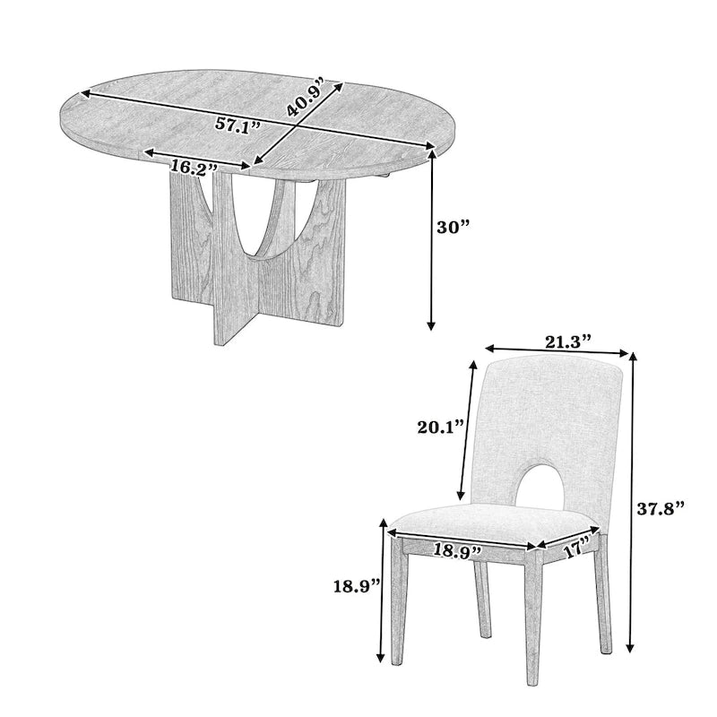 Table à manger extensible en noyer pour 4 à 6 personnes