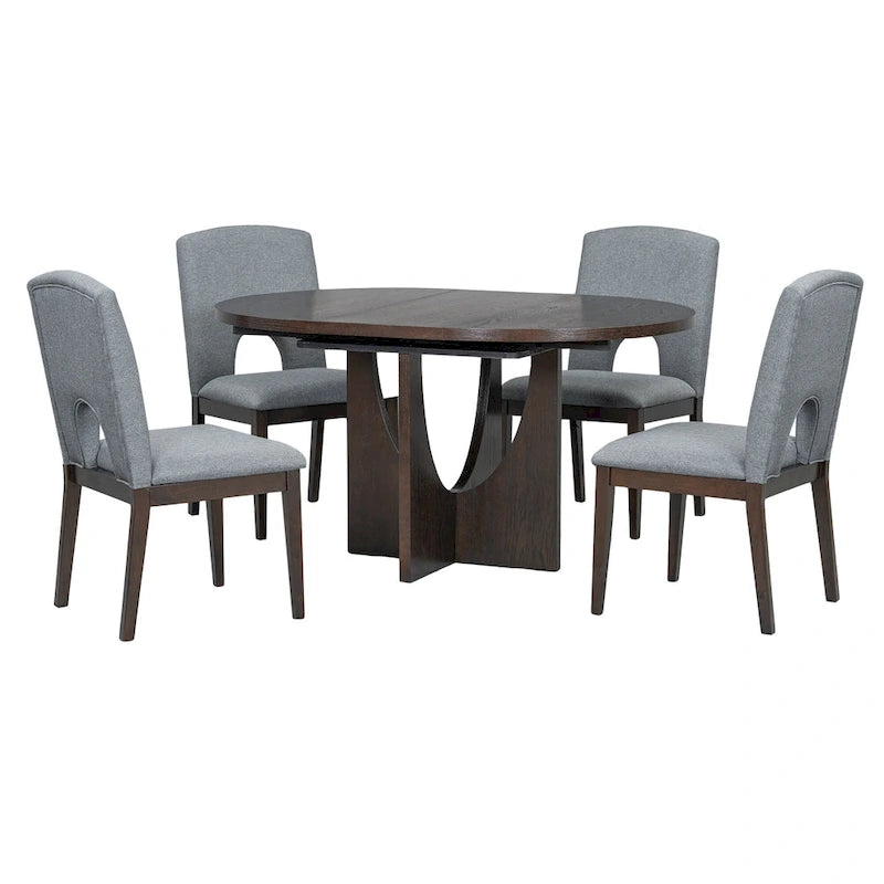 Table à manger extensible en noyer pour 4 à 6 personnes
