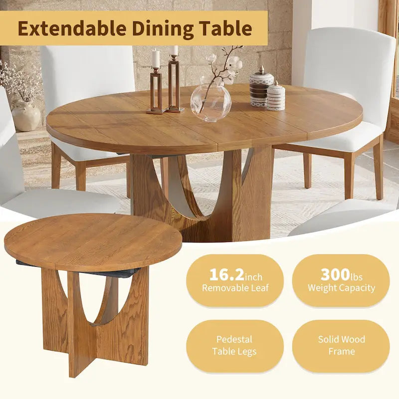 Table à manger extensible en noyer pour 4 à 6 personnes
