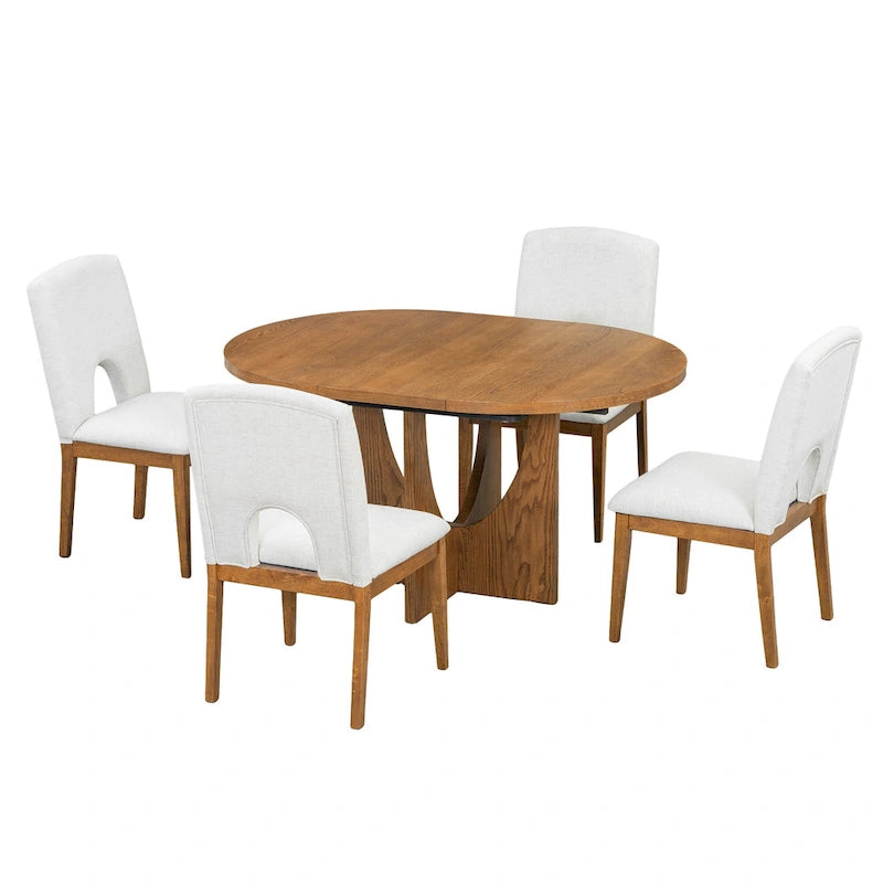 Table à manger extensible en noyer pour 4 à 6 personnes