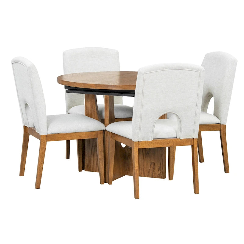 Table à manger extensible en noyer pour 4 à 6 personnes
