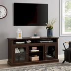 Meuble TV rustique marron, 152 cm de large, convient aux téléviseurs jusqu'à 165 cm