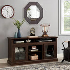 Meuble TV rustique marron, 152 cm de large, convient aux téléviseurs jusqu'à 165 cm