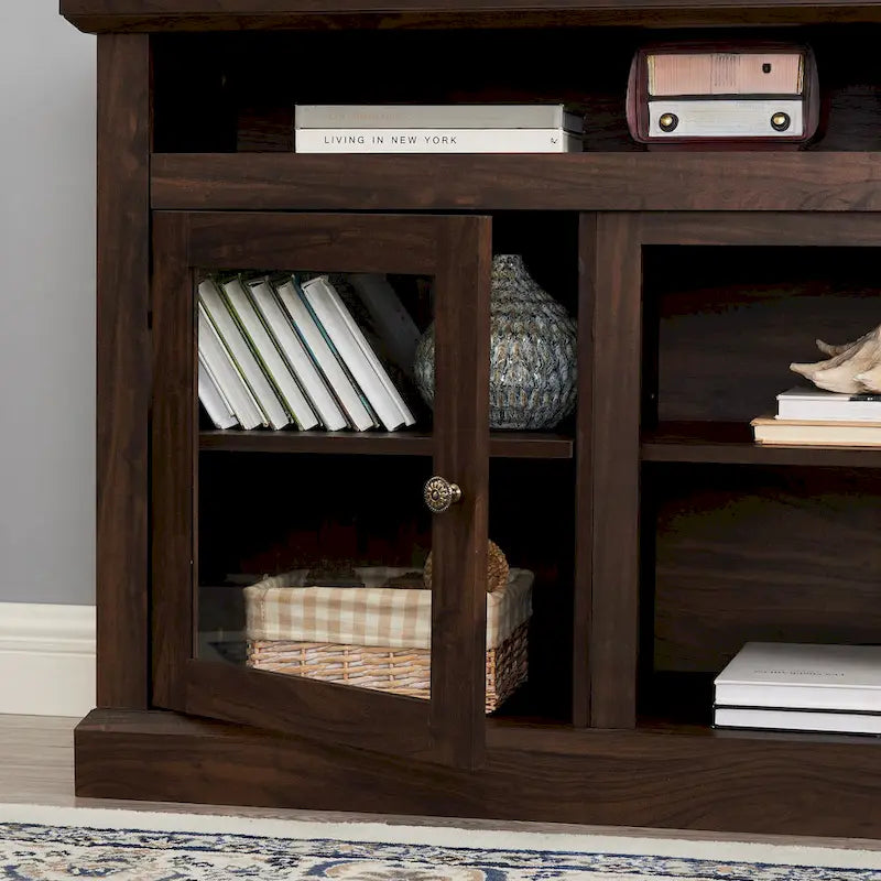 Meuble TV rustique marron, 152 cm de large, convient aux téléviseurs jusqu'à 165 cm