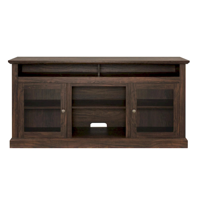 Meuble TV rustique marron, 152 cm de large, convient aux téléviseurs jusqu'à 165 cm