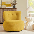 Fauteuil pivotant en flanelle (jaune/blanc/vert/caramel) sans accoudoirs, une place