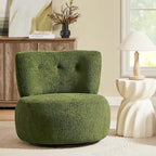 Fauteuil pivotant en flanelle (jaune/blanc/vert/caramel) sans accoudoirs, une place