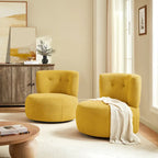 Fauteuil pivotant en flanelle (jaune/blanc/vert/caramel) sans accoudoirs, une place