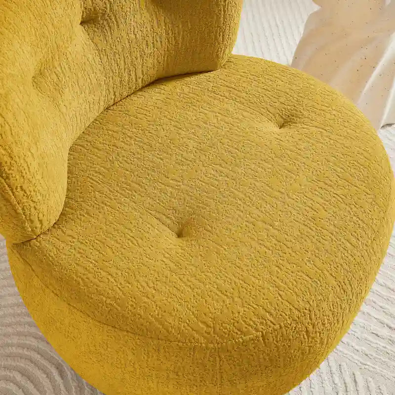 Fauteuil pivotant en flanelle (jaune/blanc/vert/caramel) sans accoudoirs, une place