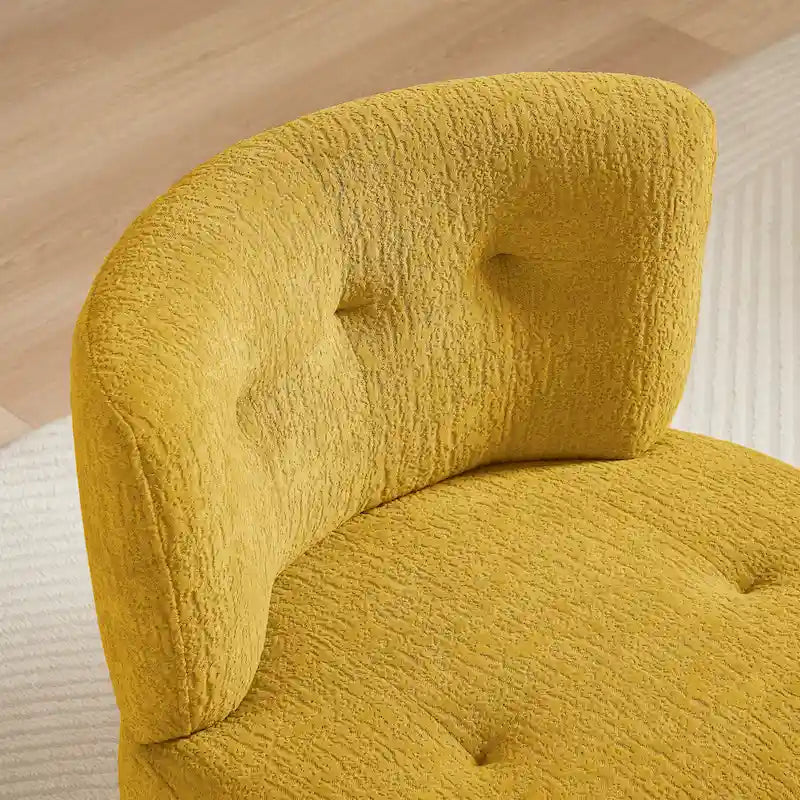 Fauteuil pivotant en flanelle (jaune/blanc/vert/caramel) sans accoudoirs, une place