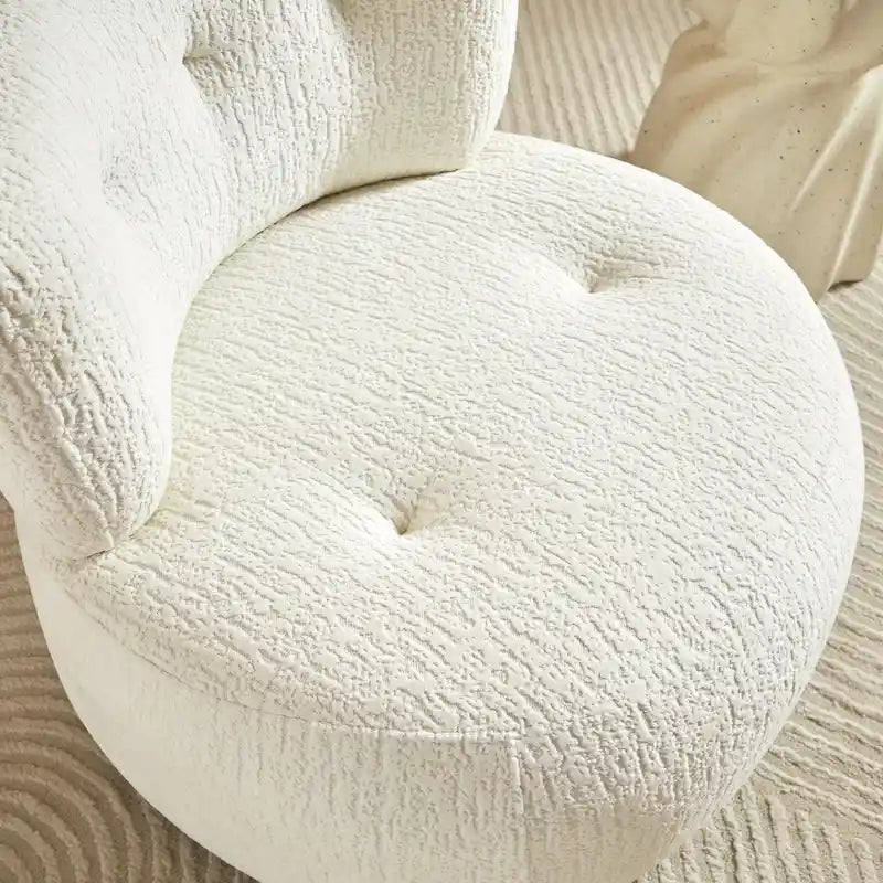 Fauteuil pivotant en flanelle (jaune/blanc/vert/caramel) sans accoudoirs, une place