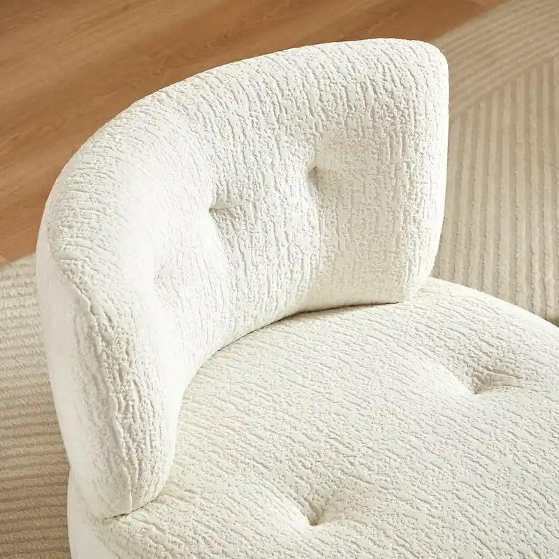 Fauteuil pivotant en flanelle (jaune/blanc/vert/caramel) sans accoudoirs, une place