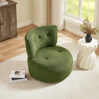 Fauteuil pivotant en flanelle (jaune/blanc/vert/caramel) sans accoudoirs, une place