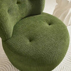 Fauteuil pivotant en flanelle (jaune/blanc/vert/caramel) sans accoudoirs, une place