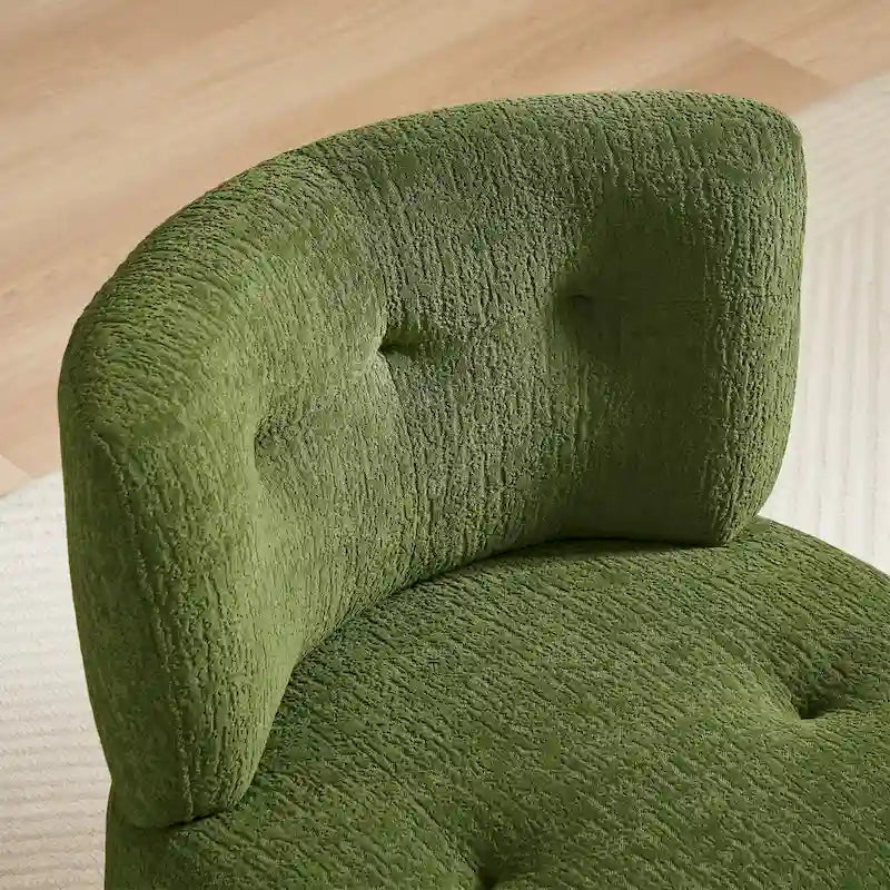 Fauteuil pivotant en flanelle (jaune/blanc/vert/caramel) sans accoudoirs, une place