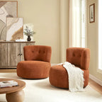 Fauteuil pivotant en flanelle (jaune/blanc/vert/caramel) sans accoudoirs, une place
