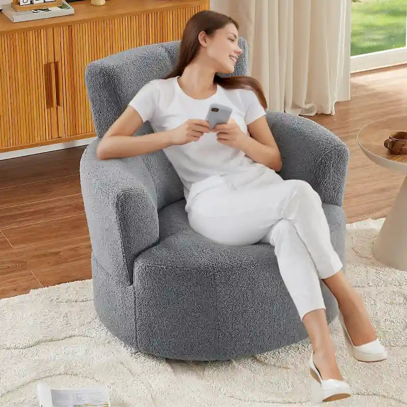 Fauteuil pivotant en tissu gris/vert/crème/jaune avec appui-tête réglable, une place