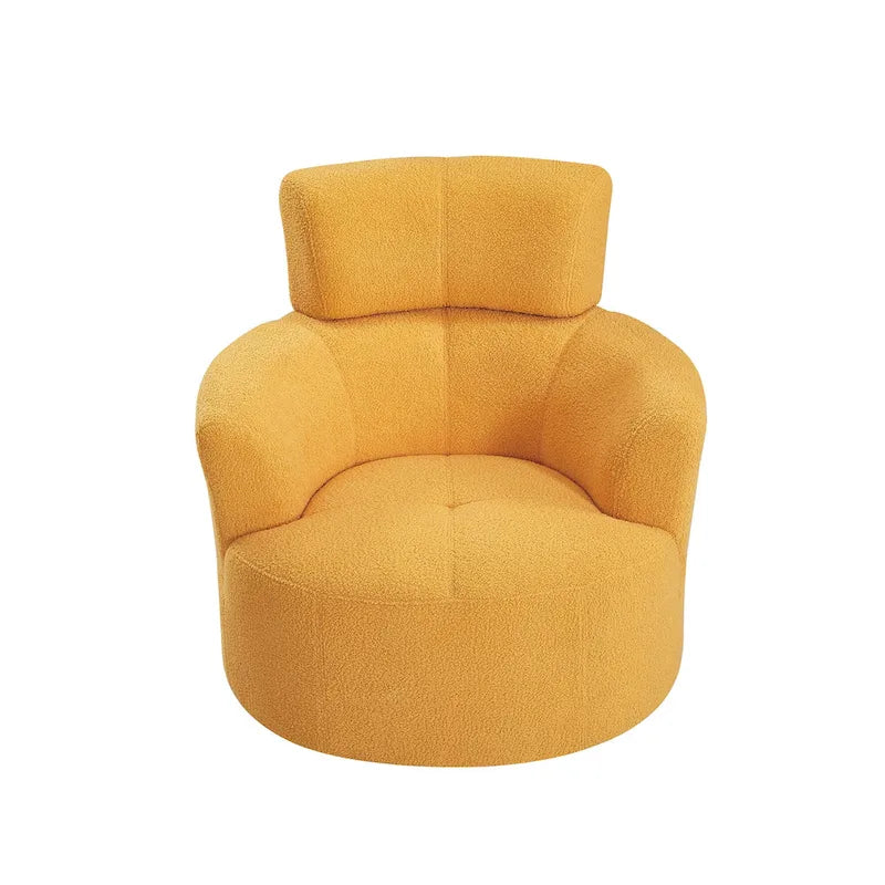 Fauteuil pivotant en tissu gris/vert/crème/jaune avec appui-tête réglable, une place