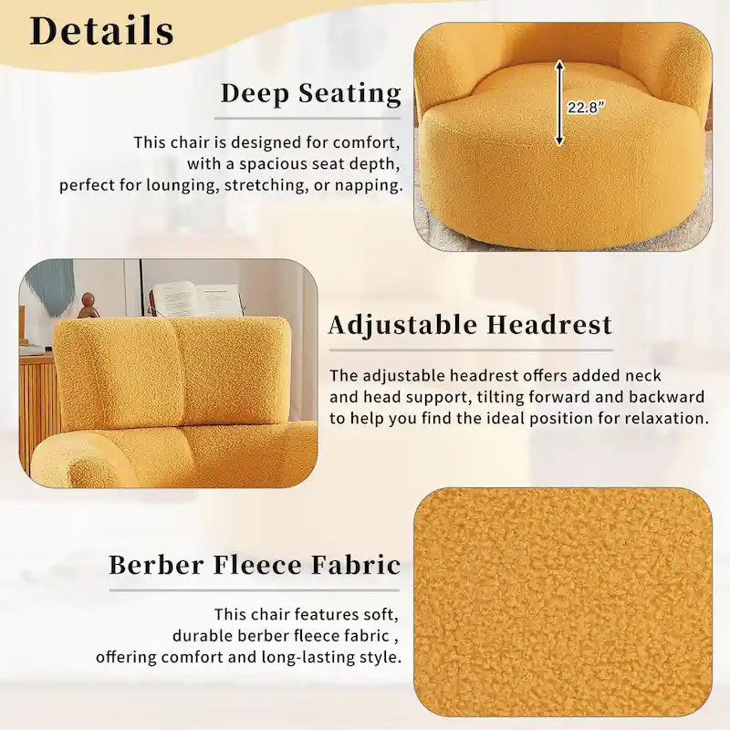 Fauteuil pivotant en tissu gris/vert/crème/jaune avec appui-tête réglable, une place