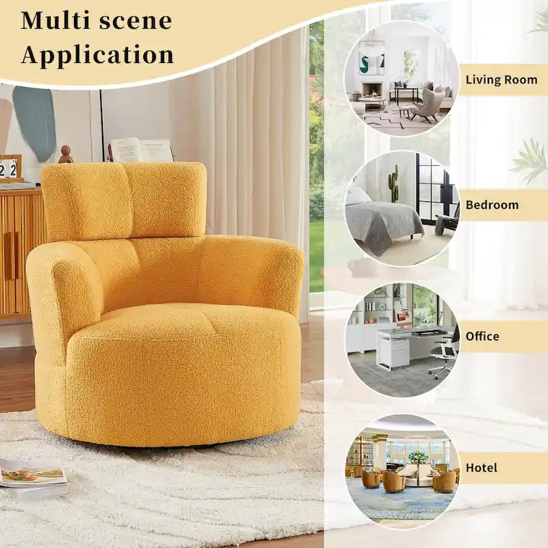 Fauteuil pivotant en tissu gris/vert/crème/jaune avec appui-tête réglable, une place