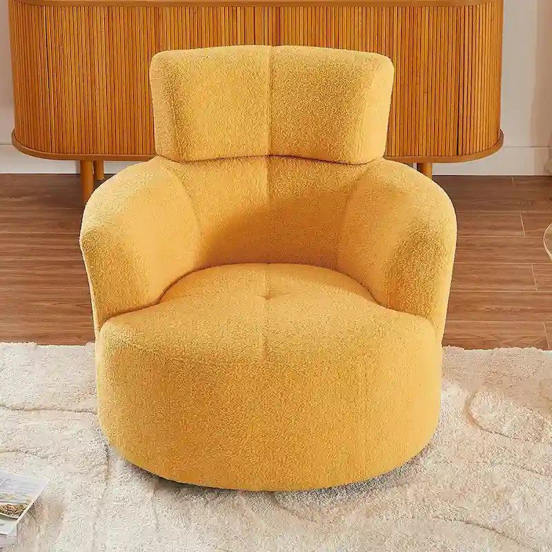 Fauteuil pivotant en tissu gris/vert/crème/jaune avec appui-tête réglable, une place