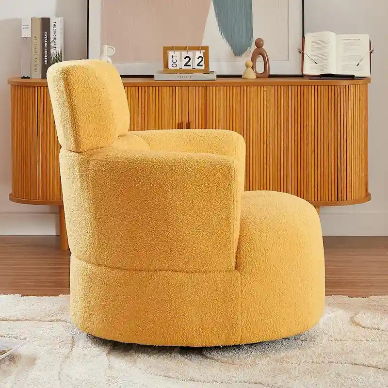 Fauteuil pivotant en tissu gris/vert/crème/jaune avec appui-tête réglable, une place