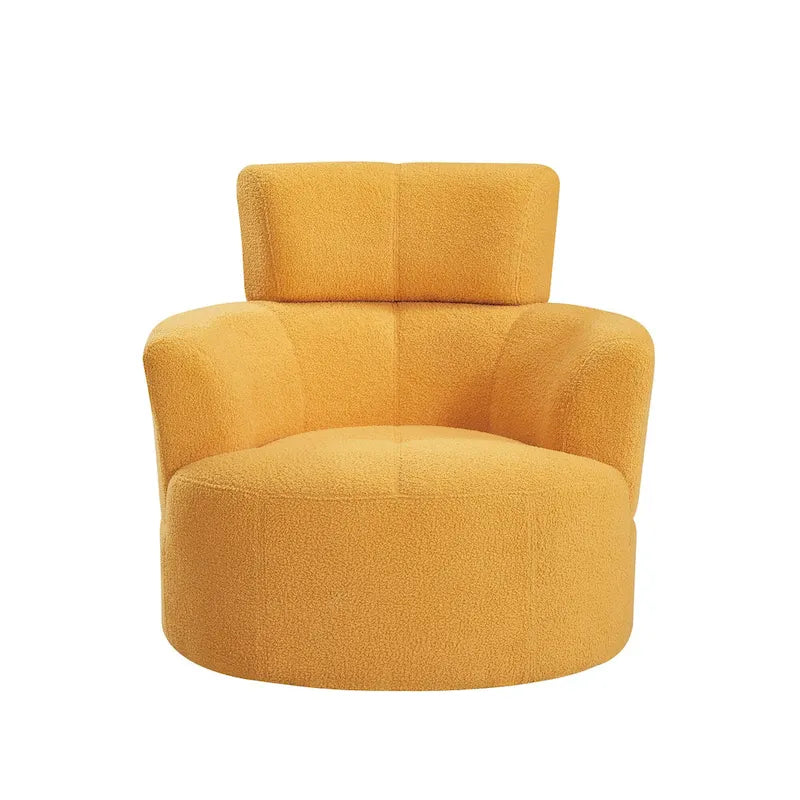 Fauteuil pivotant en tissu gris/vert/crème/jaune avec appui-tête réglable, une place