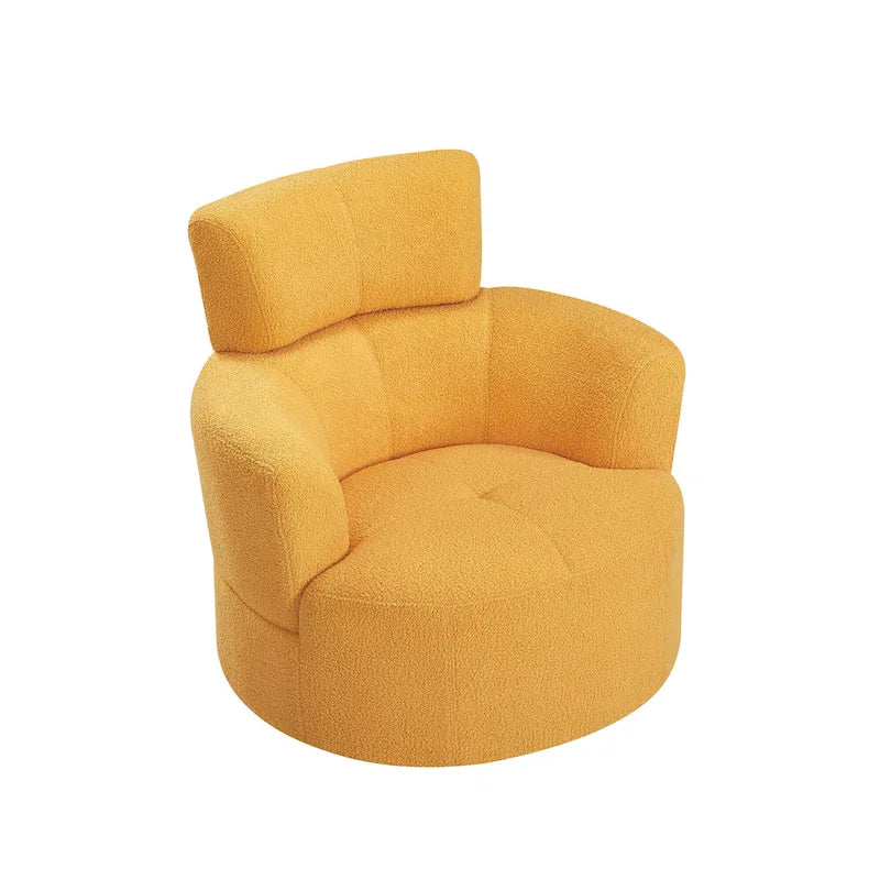 Fauteuil pivotant en tissu gris/vert/crème/jaune avec appui-tête réglable, une place