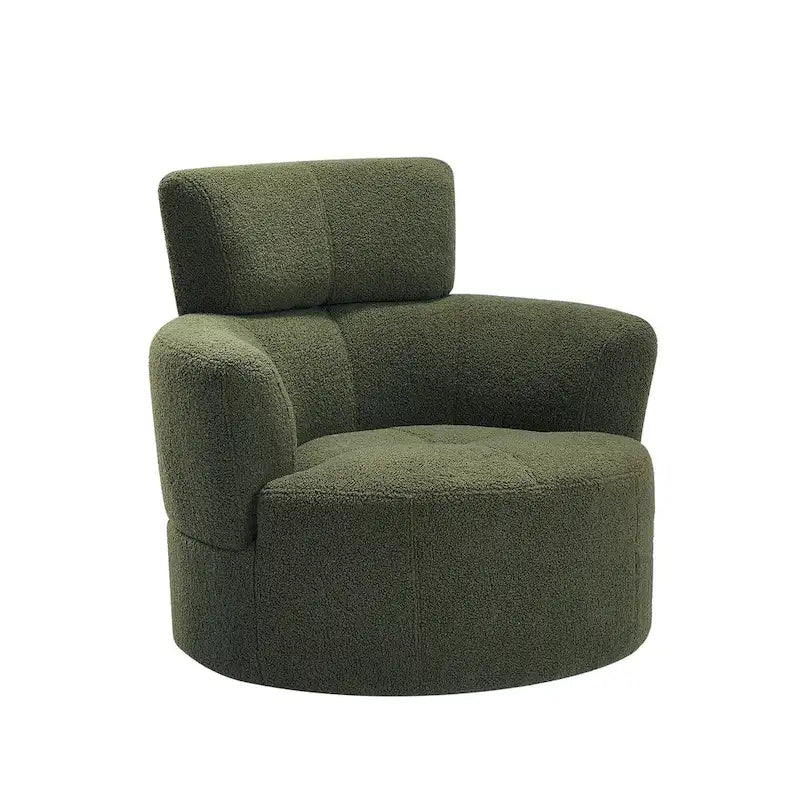 Fauteuil pivotant en tissu gris/vert/crème/jaune avec appui-tête réglable, une place