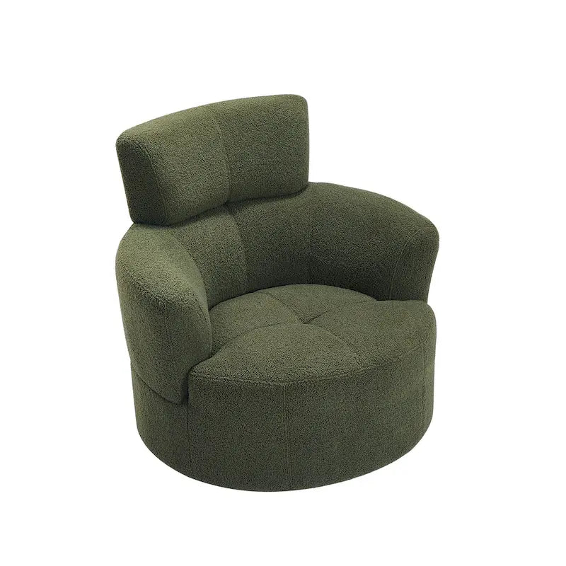 Fauteuil pivotant en tissu gris/vert/crème/jaune avec appui-tête réglable, une place