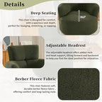 Fauteuil pivotant en tissu gris/vert/crème/jaune avec appui-tête réglable, une place