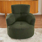 Fauteuil pivotant en tissu gris/vert/crème/jaune avec appui-tête réglable, une place