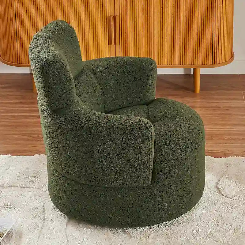 Fauteuil pivotant en tissu gris/vert/crème/jaune avec appui-tête réglable, une place