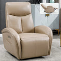 Fauteuil inclinable, pivotant et à bascule électrique en similicuir PU marron/beige, une place