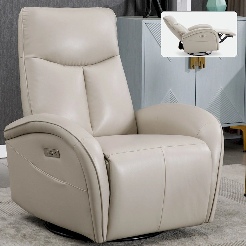 Fauteuil inclinable, pivotant et à bascule électrique en similicuir PU marron/beige, une place